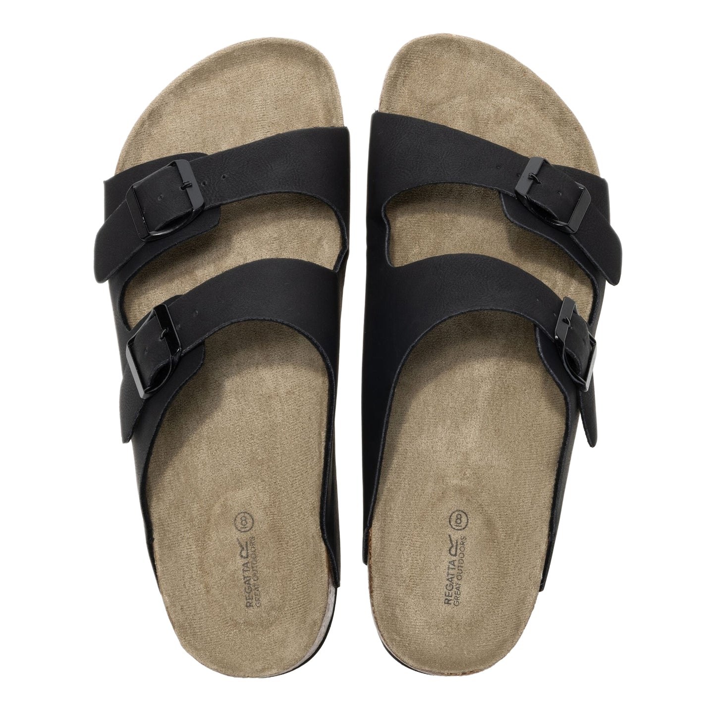 Black - Close up - Regatta Mens Asby Double Strap Sandals