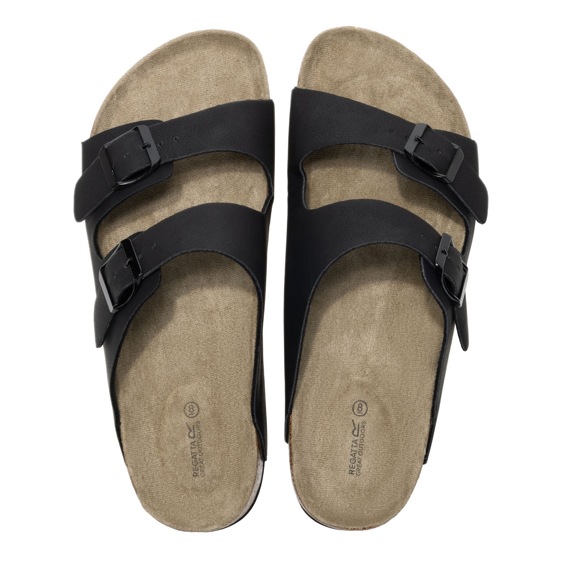 Black - Close up - Regatta Mens Asby Double Strap Sandals