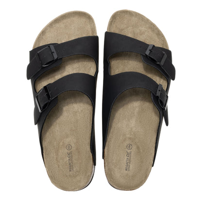 Black - Close up - Regatta Mens Asby Double Strap Sandals