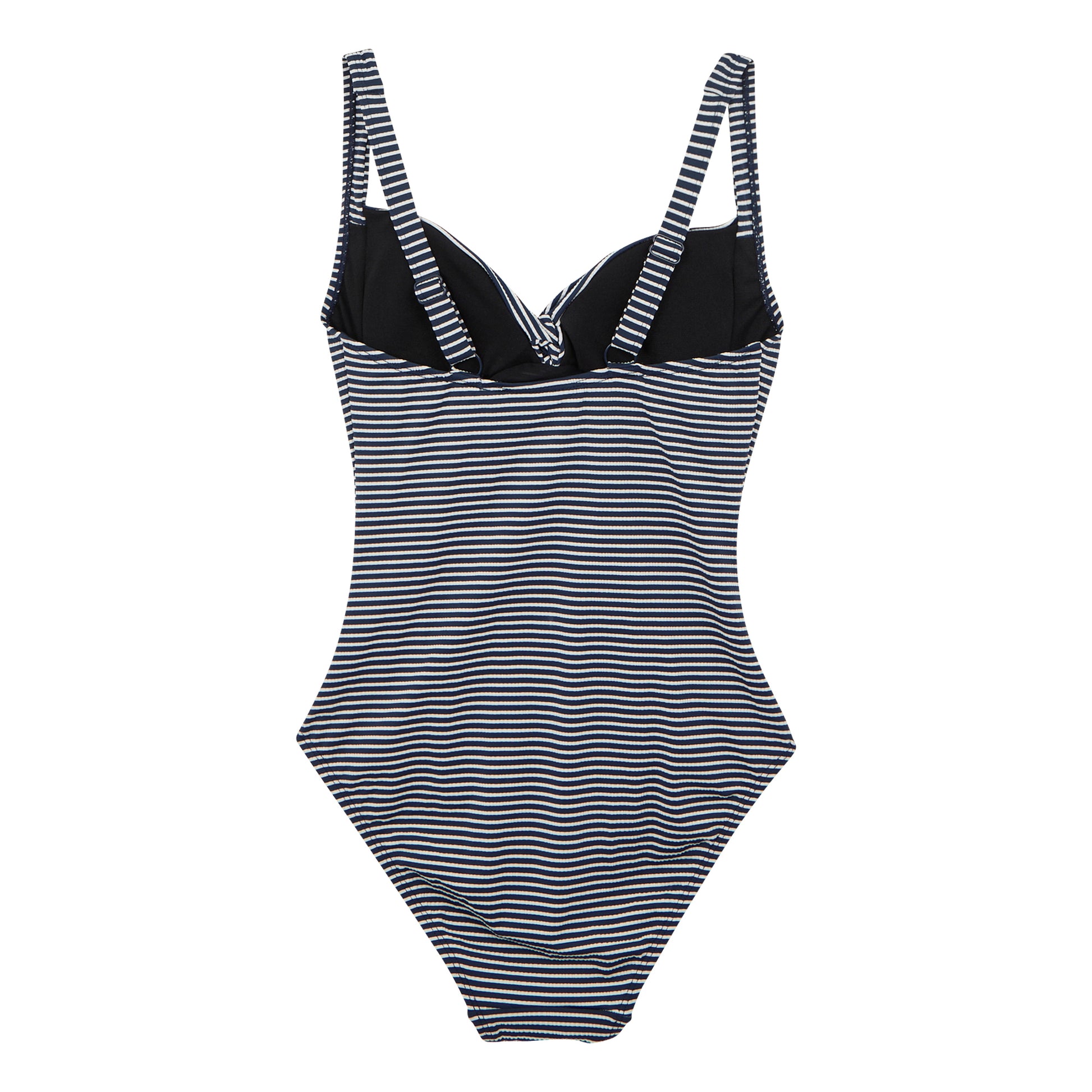 Navy-White - Back - Regatta Womens-Ladies Sakari Seeksucker Tummy Control One Piece Swimsuit
