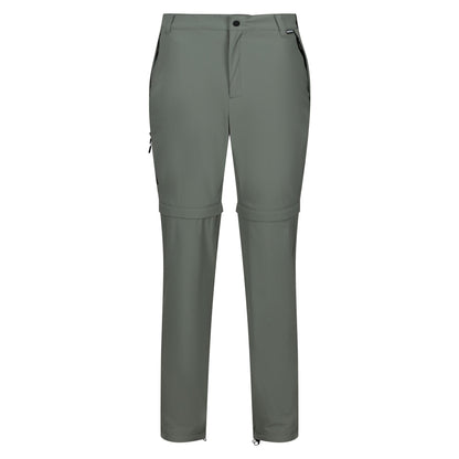 Agave Green - Front - Regatta Mens Travel Light Zip-Off Trousers