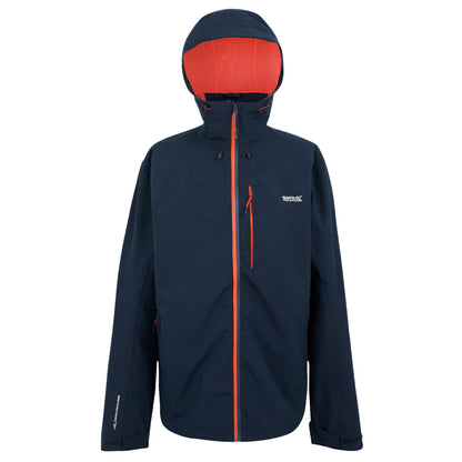 Navy-Tangerine Tango - Front - Regatta Mens Birchdale II Waterproof Jacket