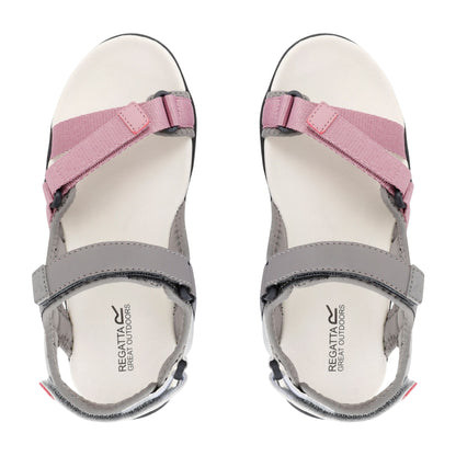 Grey-Lilas - Pack Shot - Regatta Womens-Ladies Santa Clara II Sandals