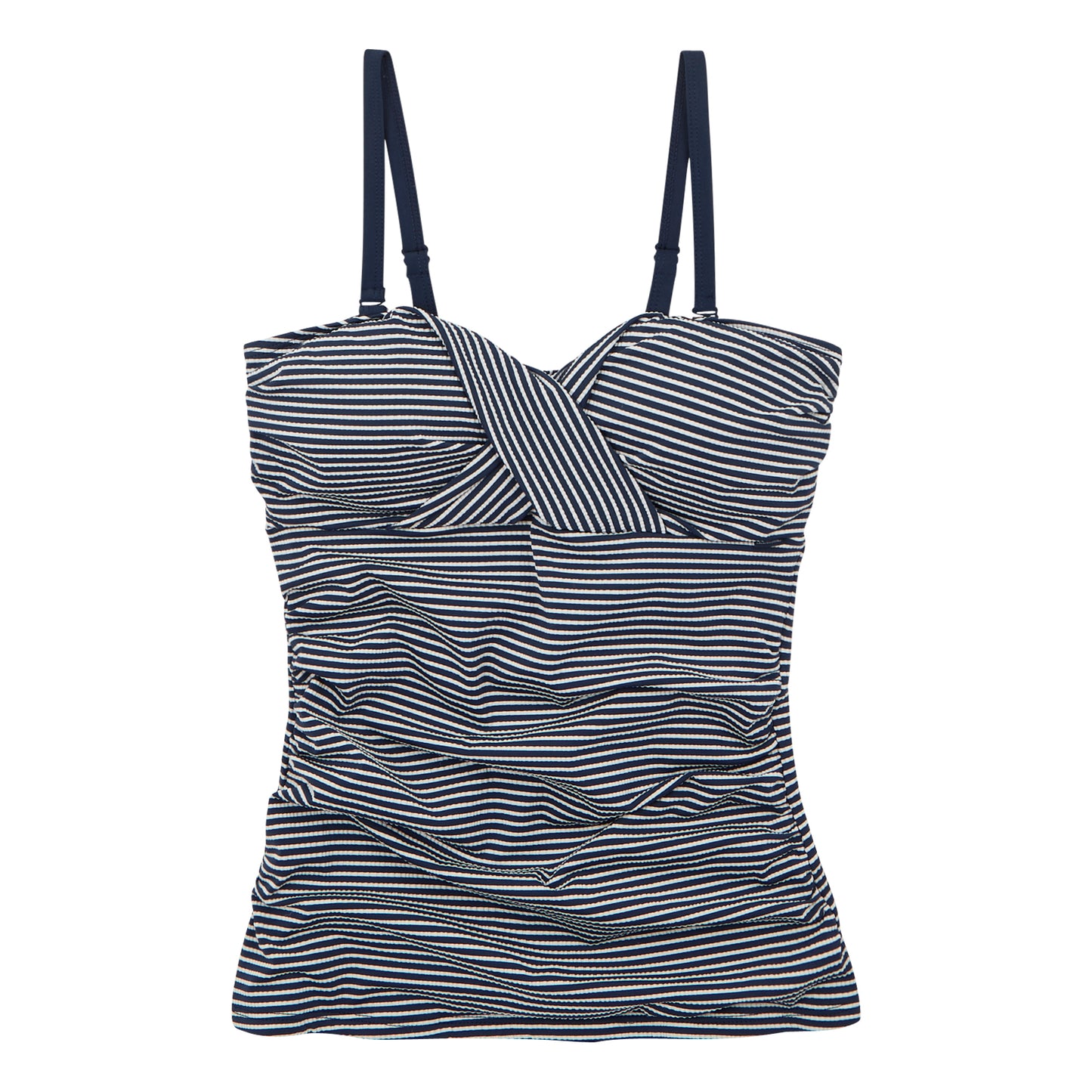 Navy-White - Front - Regatta Womens-Ladies Aceana III Seeksucker Tankini Top