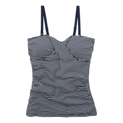 Navy-White - Front - Regatta Womens-Ladies Aceana III Seeksucker Tankini Top