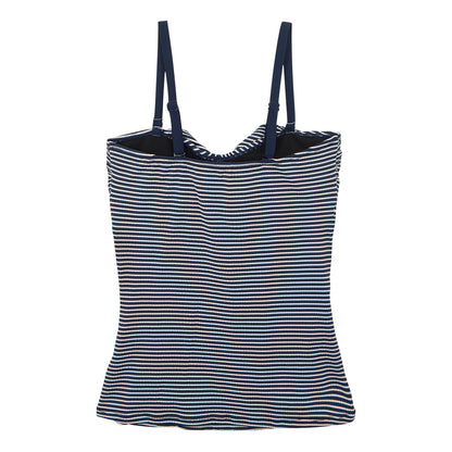Navy-White - Back - Regatta Womens-Ladies Aceana III Seeksucker Tankini Top