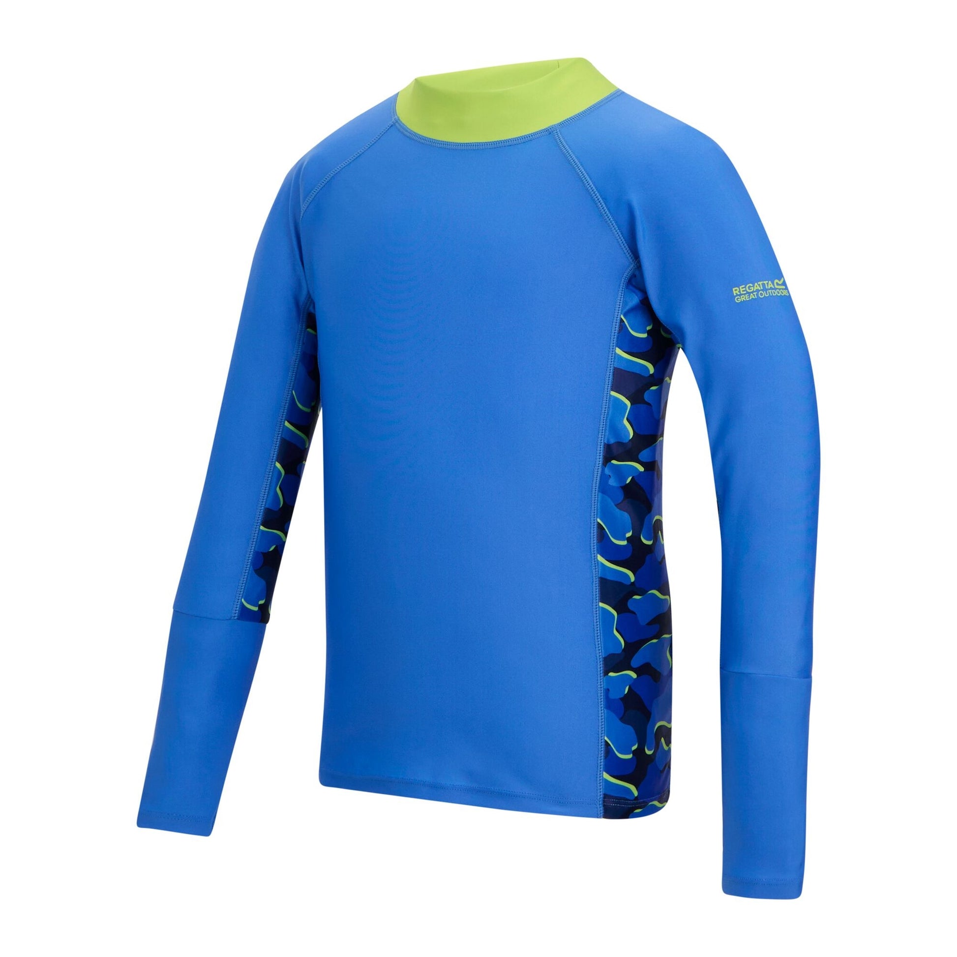 Sonic Blue - Side - Regatta Childrens-Kids Hoku II Camo Swim Top