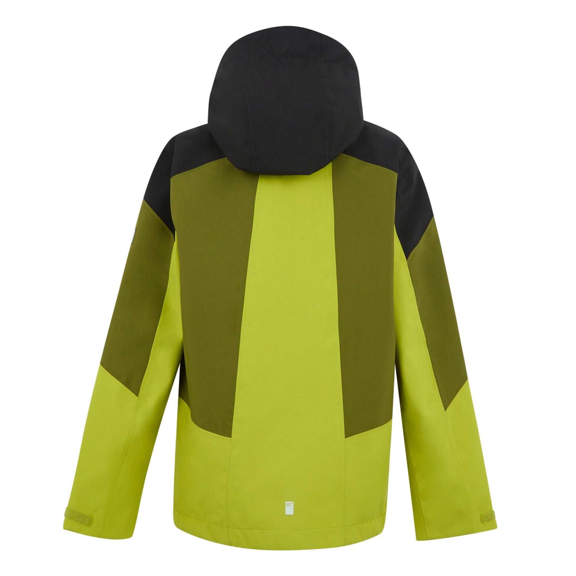 Grenoble Green-Nephrite Green-Black-Wild Lime - Back - Regatta Childrens-Kids Highton VI Waterproof Jacket