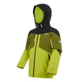 Grenoble Green-Nephrite Green-Black-Wild Lime - Side - Regatta Childrens-Kids Highton VI Waterproof Jacket
