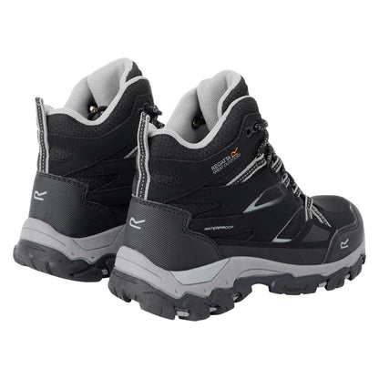 Black-Dark Steel - Back - Regatta Childrens-Kids Holcombe III Walking Boots
