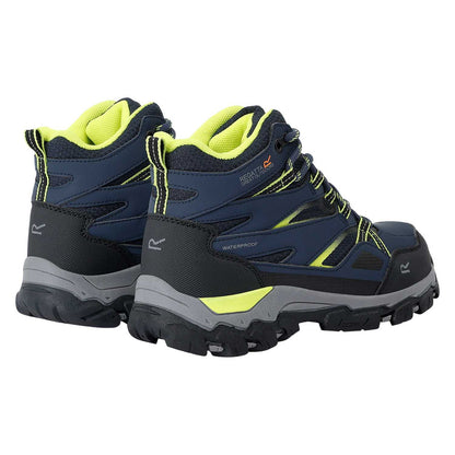 Navy-Lime Punch - Side - Regatta Childrens-Kids Holcombe III Walking Boots