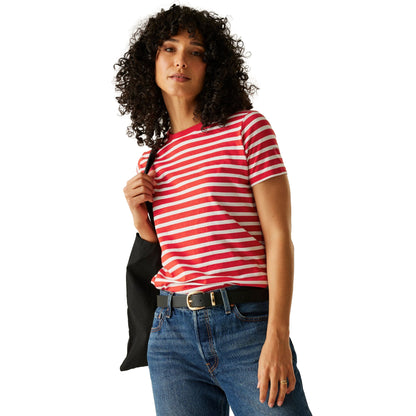 High Risk Red-White - Lifestyle - Regatta Womens-Ladies Bayletta Striped T-Shirt