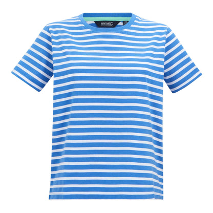 Sonic Blue-White - Front - Regatta Womens-Ladies Bayletta Striped T-Shirt