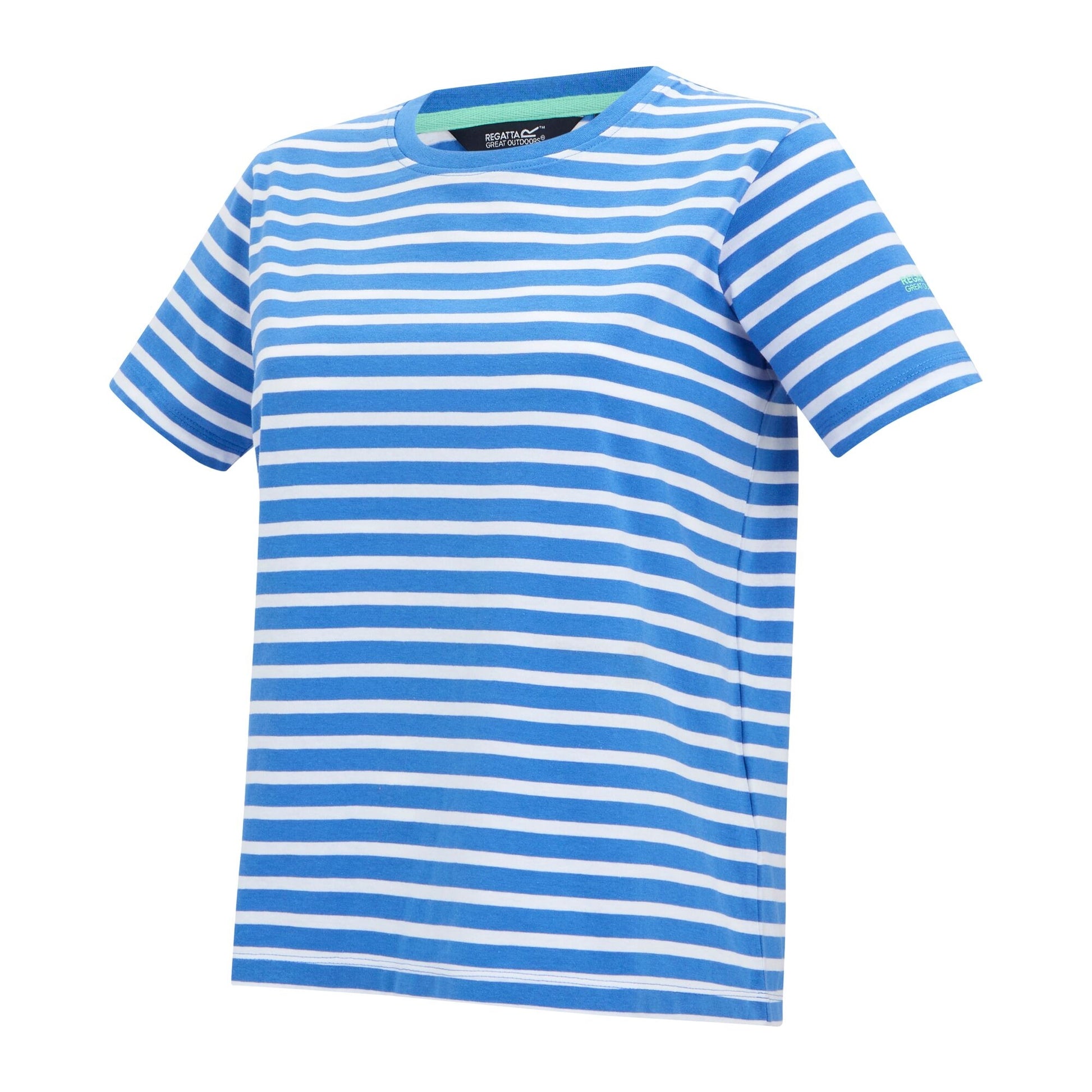 Sonic Blue-White - Side - Regatta Womens-Ladies Bayletta Striped T-Shirt