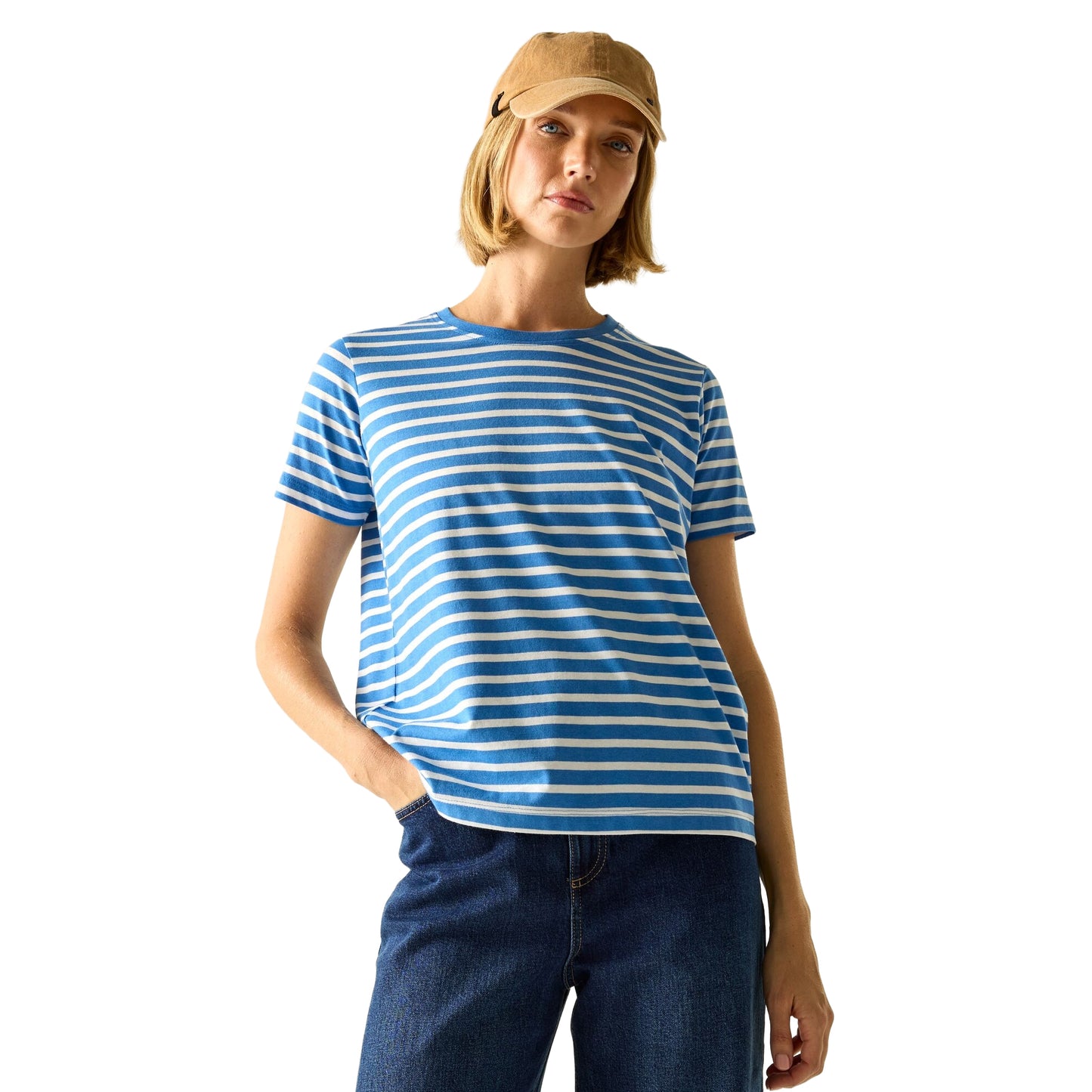 Sonic Blue-White - Lifestyle - Regatta Womens-Ladies Bayletta Striped T-Shirt