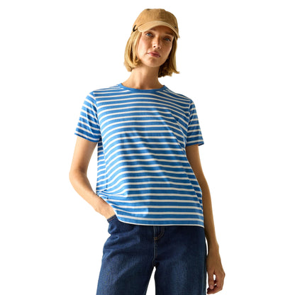 Sonic Blue-White - Lifestyle - Regatta Womens-Ladies Bayletta Striped T-Shirt