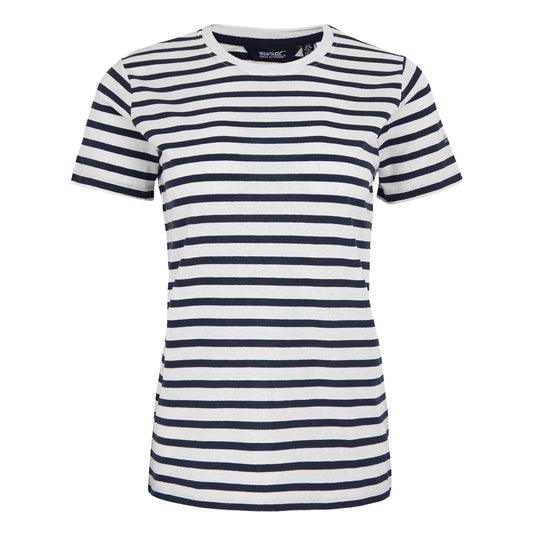 White-Navy - Front - Regatta Womens-Ladies Bayletta Striped T-Shirt