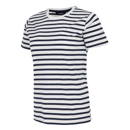 White-Navy - Side - Regatta Womens-Ladies Bayletta Striped T-Shirt