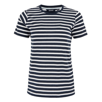 Navy-White - Front - Regatta Womens-Ladies Bayletta Striped T-Shirt