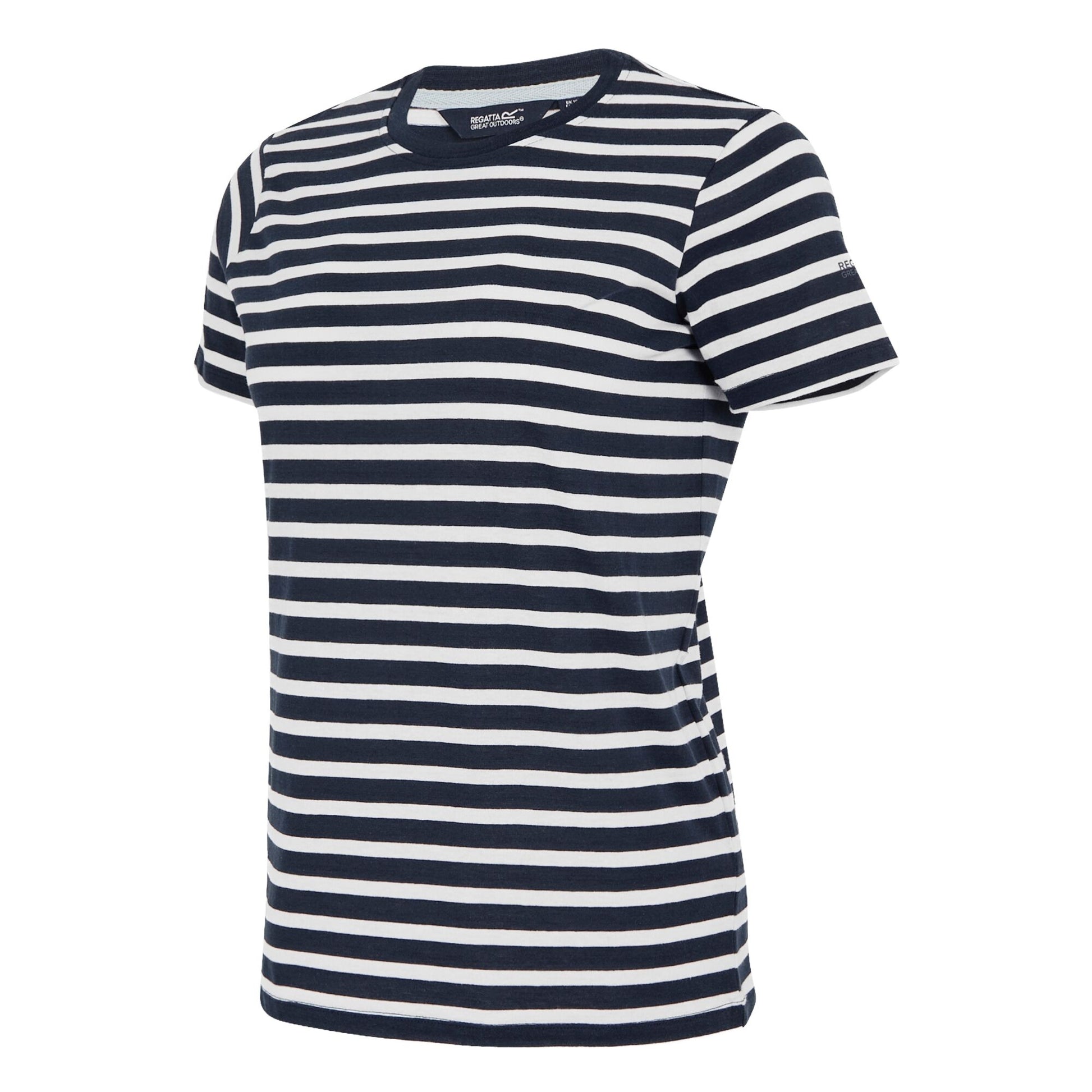 Navy-White - Side - Regatta Womens-Ladies Bayletta Striped T-Shirt