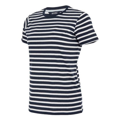 Navy-White - Side - Regatta Womens-Ladies Bayletta Striped T-Shirt