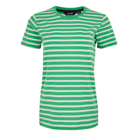 Island Green-White - Front - Regatta Womens-Ladies Bayletta Striped T-Shirt