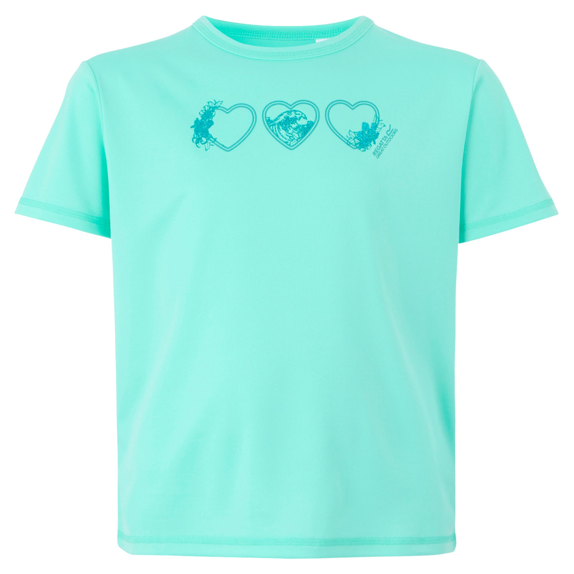Aruba Blue - Front - Regatta Childrens-Kids Alvarado IX Hearts T-Shirt