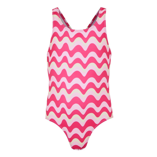 Pop - Front - Regatta Girls Katrisse Wavy Lines One Piece Swimsuit