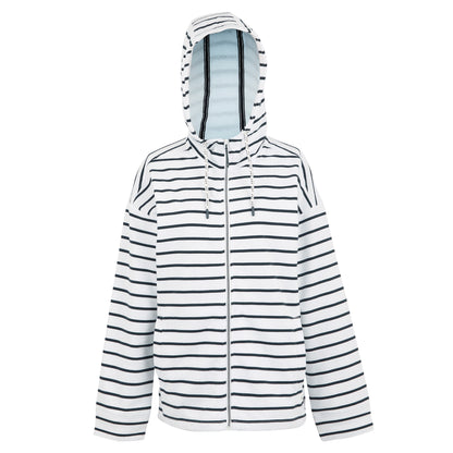 White-Navy - Front - Regatta Womens-Ladies Bayletta II Striped Full Zip Hoodie