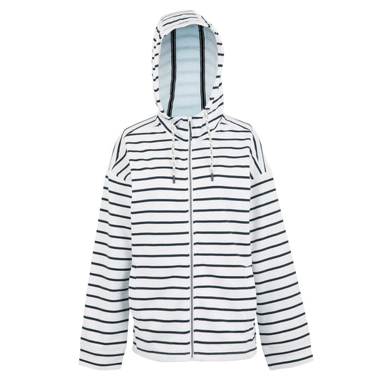 White-Navy - Front - Regatta Womens-Ladies Bayletta II Striped Full Zip Hoodie