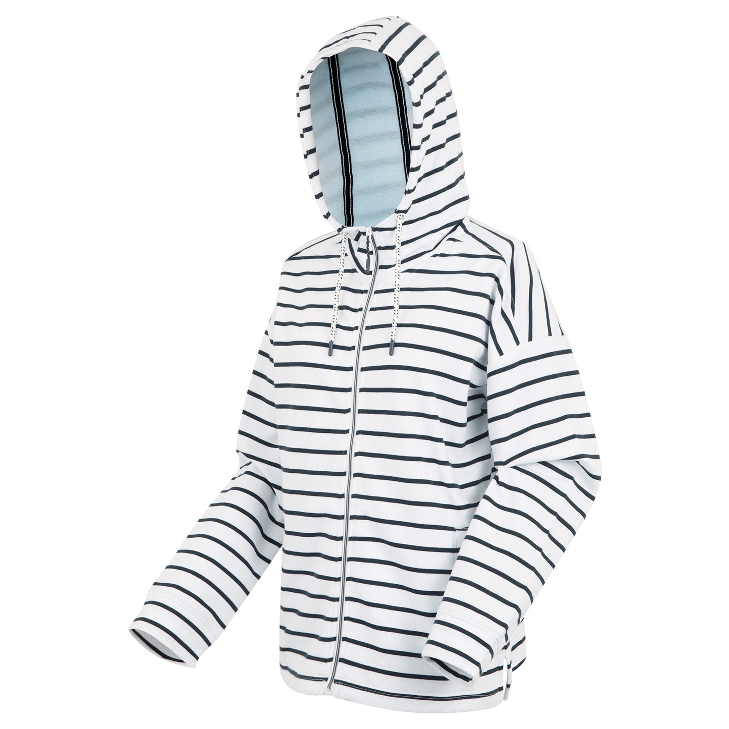 White-Navy - Side - Regatta Womens-Ladies Bayletta II Striped Full Zip Hoodie