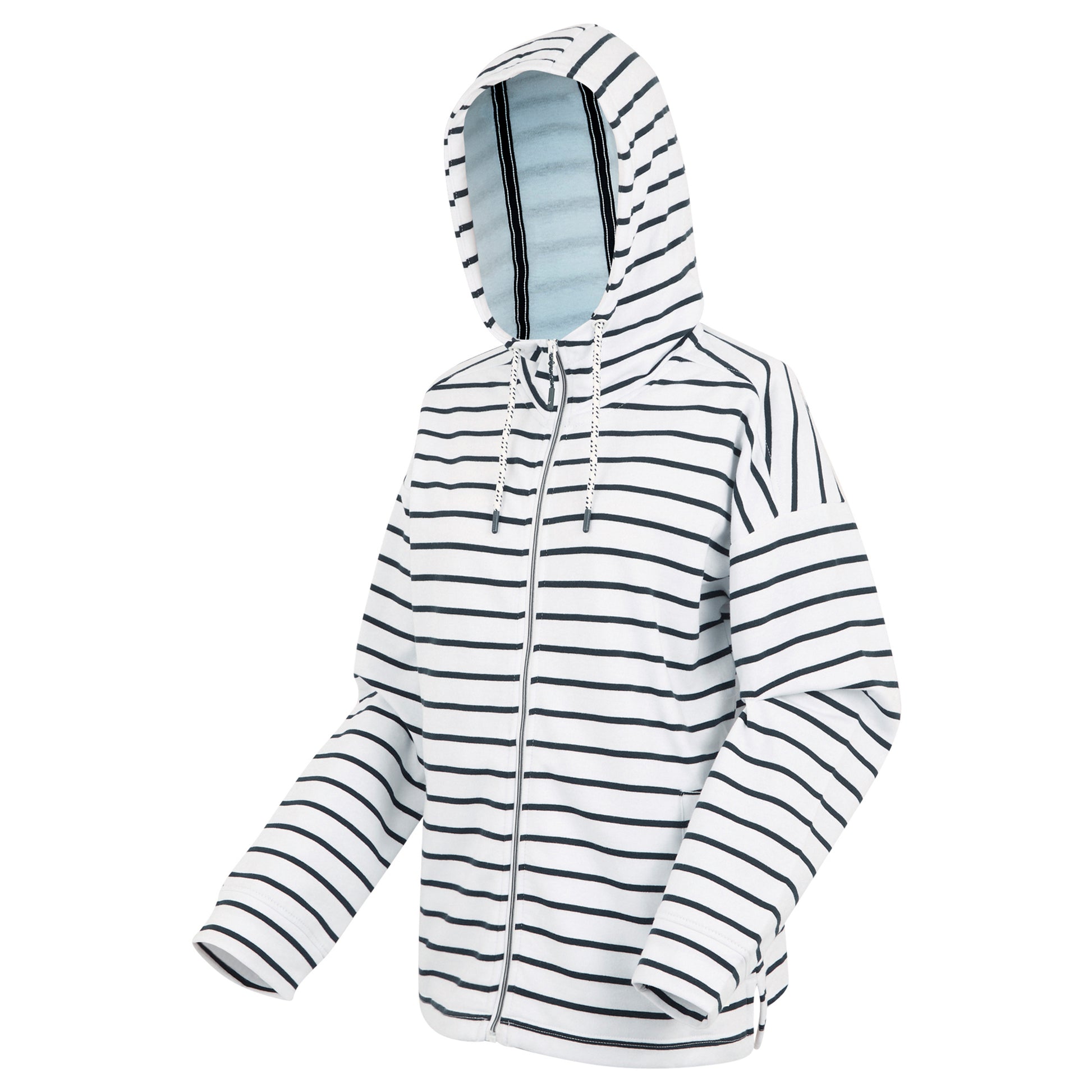 White-Navy - Side - Regatta Womens-Ladies Bayletta II Striped Full Zip Hoodie