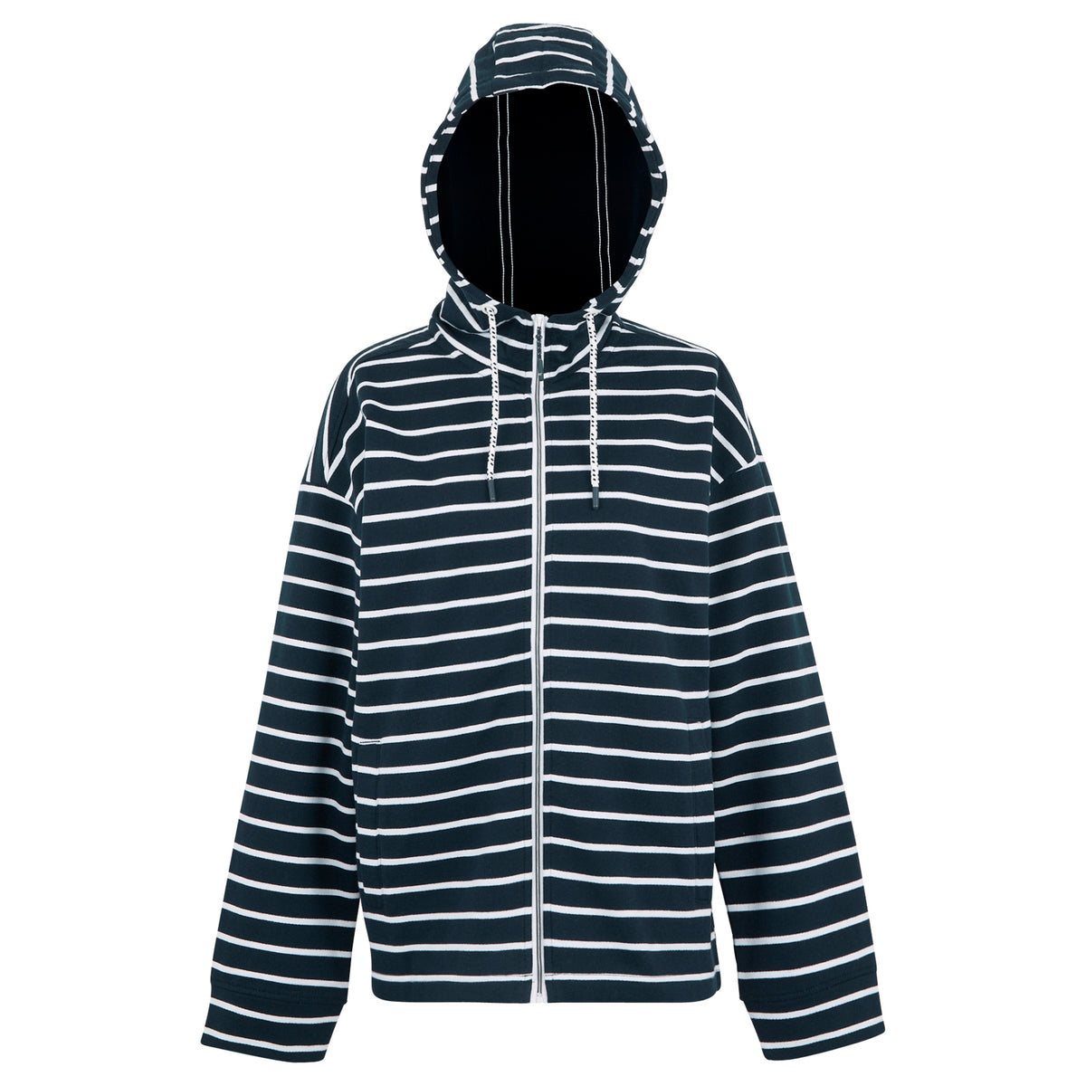 Navy-White - Front - Regatta Womens-Ladies Bayletta II Striped Full Zip Hoodie
