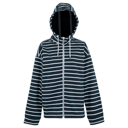 Navy-White - Front - Regatta Womens-Ladies Bayletta II Striped Full Zip Hoodie