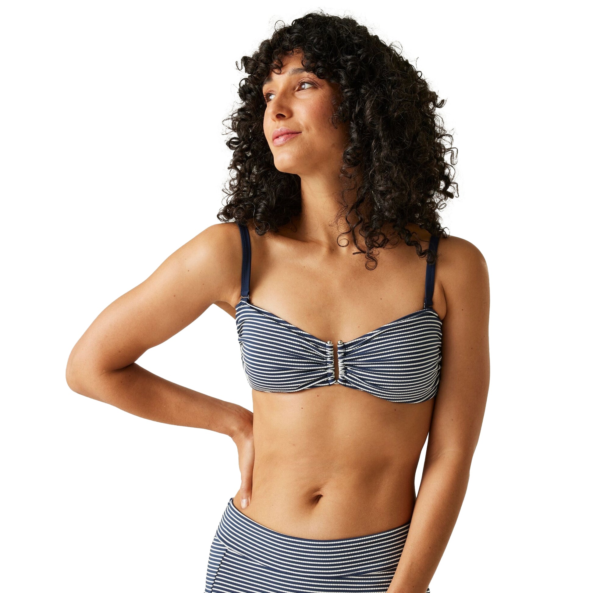 Navy-White - Lifestyle - Regatta Womens-Ladies Aceana III Seeksucker Bikini Top