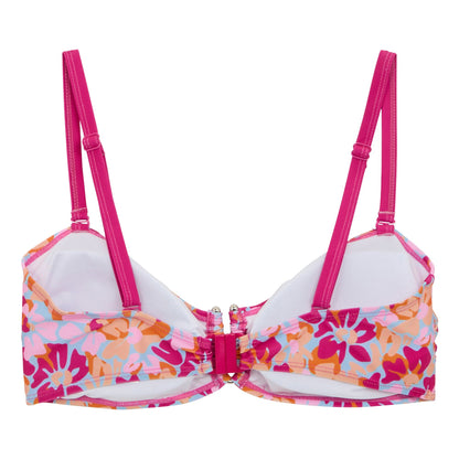 Pink-Blue-Orange - Back - Regatta Womens-Ladies Aceana III Summer Floral Bikini Top