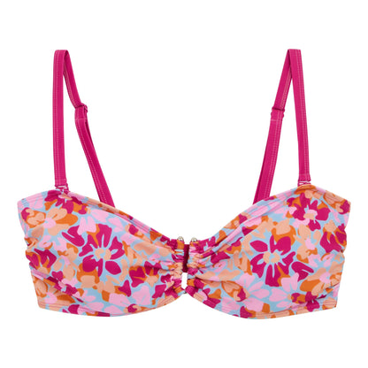 Pink-Blue-Orange - Front - Regatta Womens-Ladies Aceana III Summer Floral Bikini Top