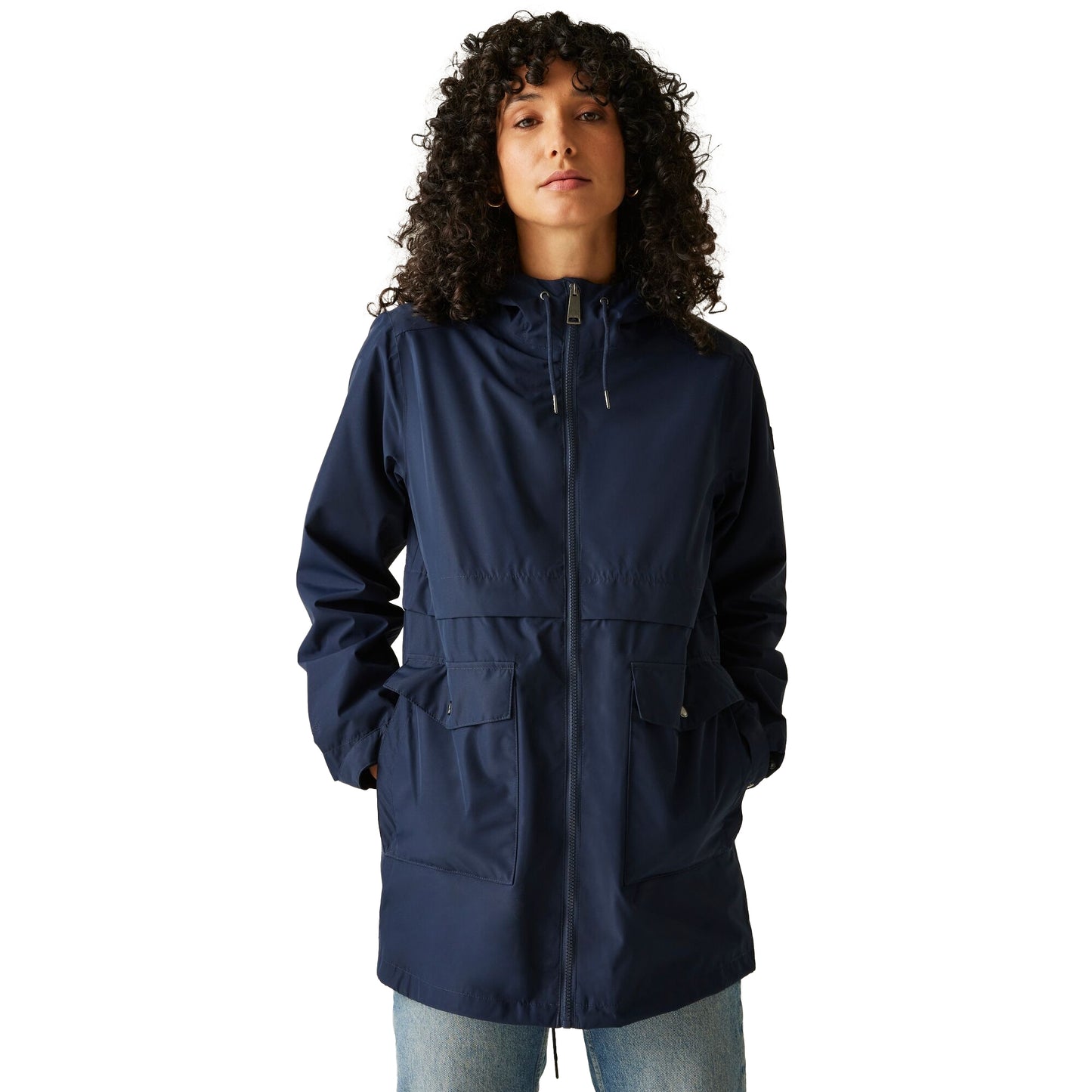 Navy - Lifestyle - Regatta Womens-Ladies Navaeh Linear Waterproof Jacket