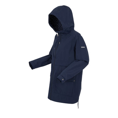 Navy - Side - Regatta Womens-Ladies Navaeh Linear Waterproof Jacket