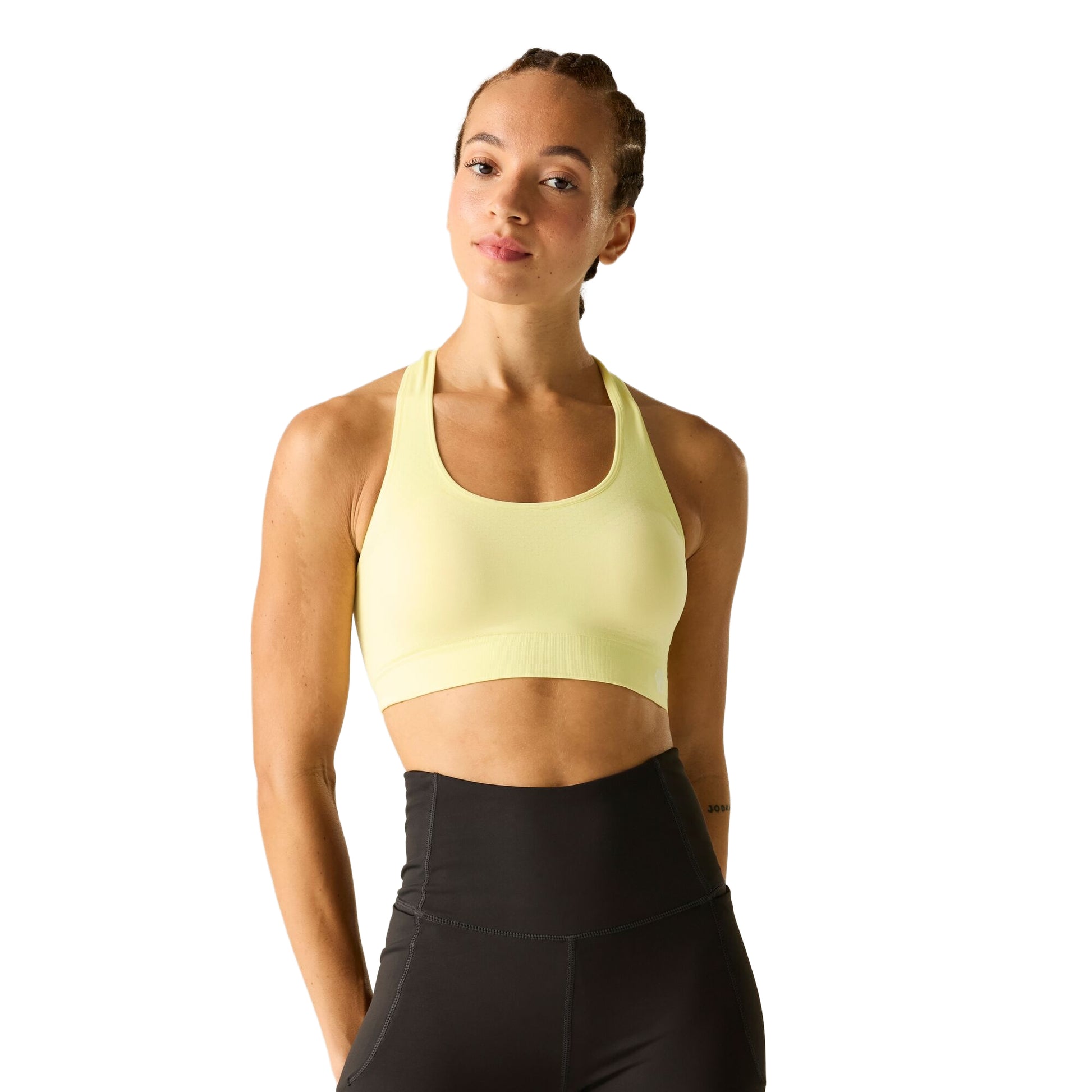 Wax Yellow - Pack Shot - Dare 2B Womens-Ladies Dont Sweat It II Sports Bra