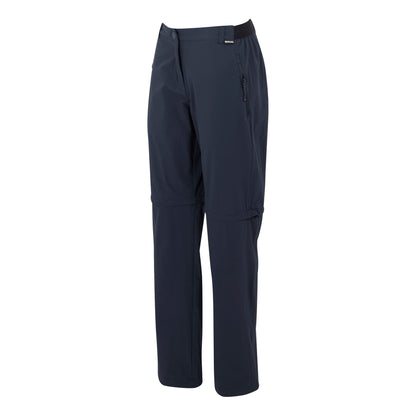 Navy - Side - Regatta Womens-Ladies Travel Light II Packaway Hiking Trousers
