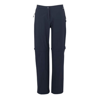 Navy - Front - Regatta Womens-Ladies Travel Light II Packaway Hiking Trousers