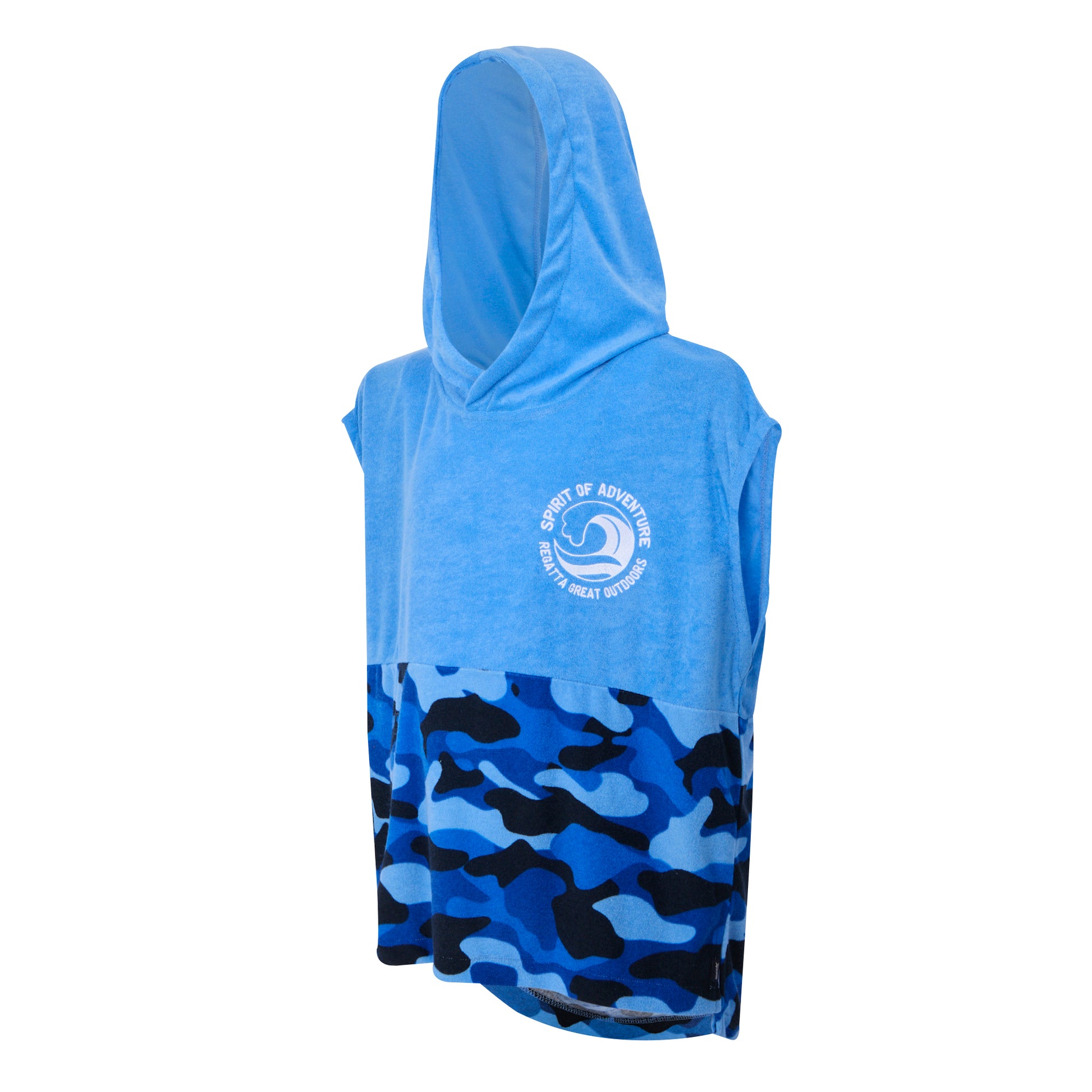 Elysium Blue - Side - Regatta Childrens-Kids II Camo Hooded Towel