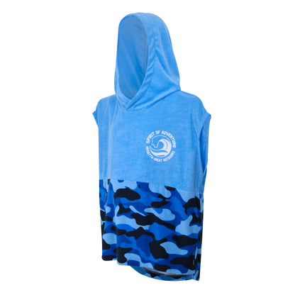 Elysium Blue - Side - Regatta Childrens-Kids II Camo Hooded Towel