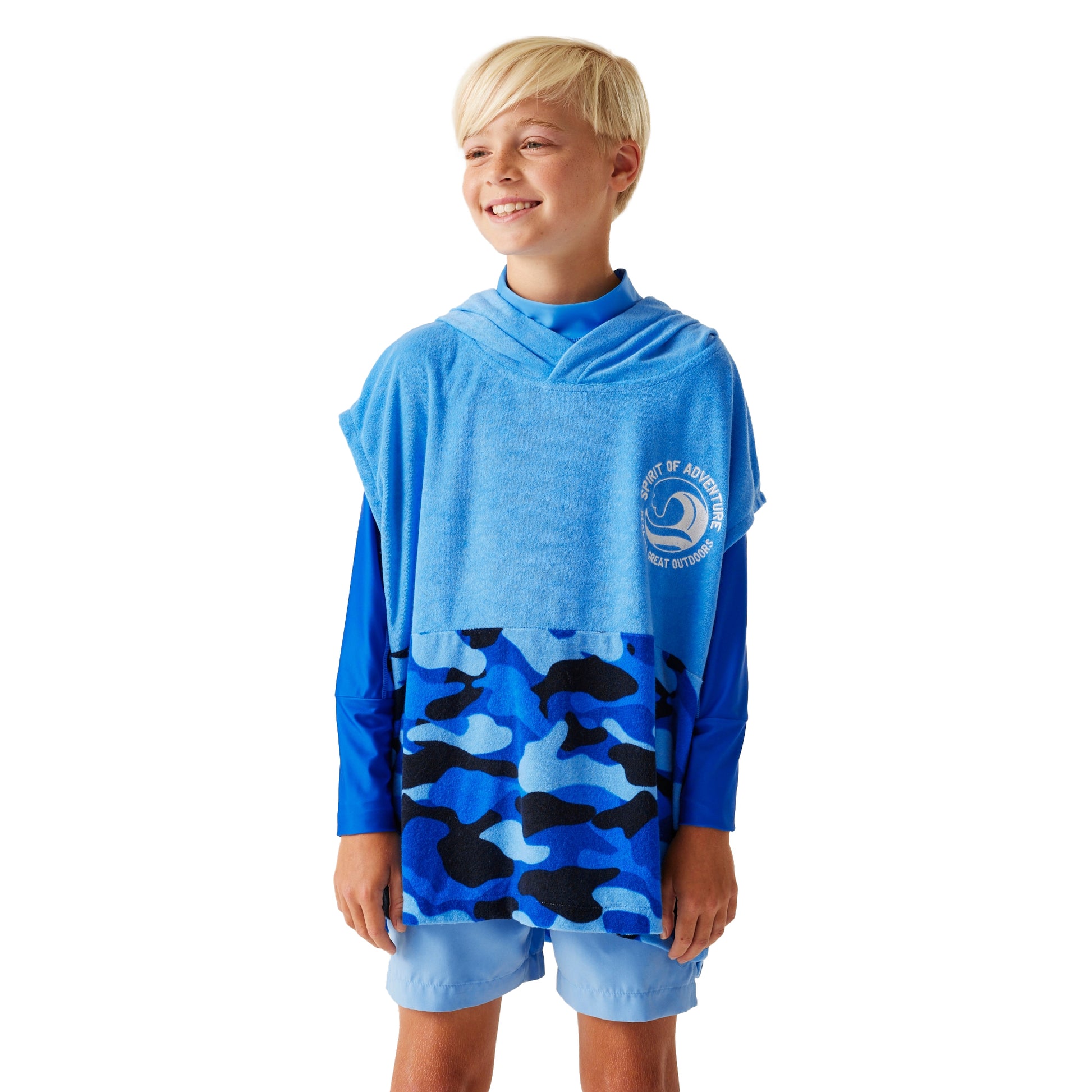 Elysium Blue - Lifestyle - Regatta Childrens-Kids II Camo Hooded Towel