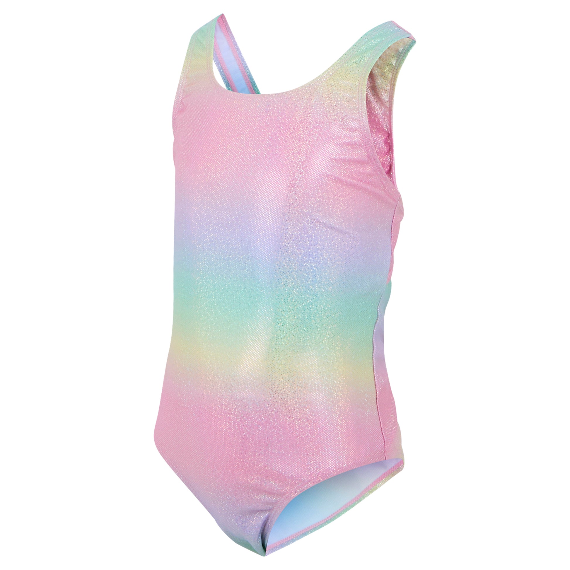Multicoloured - Side - Regatta Girls Katrisse Mermaid Shimmer One Piece Swimsuit
