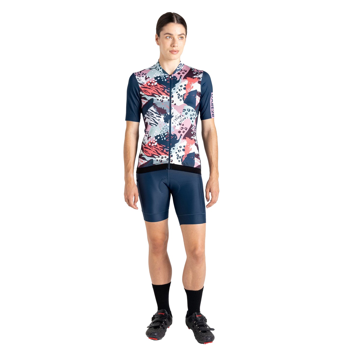 Navy-Multicoloured - Pack Shot - Dare 2B Womens-Ladies AEP Stimulus III Animal Print Jersey