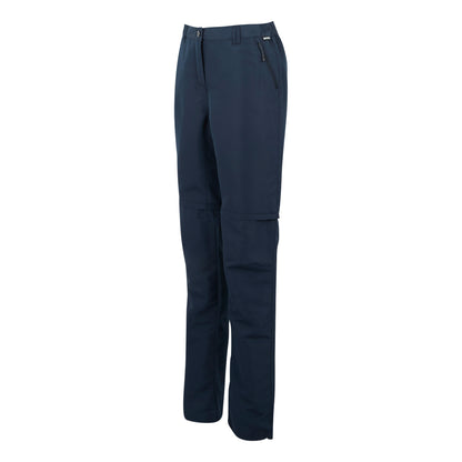 Navy - Side - Regatta Womens-Ladies Chaska III Zip-Off Hiking Trousers