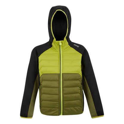 Nephrite Green-Grenoble Green-Black - Front - Regatta Childrens-Kids Kielder IX Hybrid Jacket