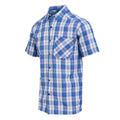 White-Olympian Blue - Side - Regatta Mens Mindano IX Checked Short-Sleeved Shirt